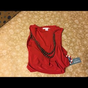 NWT RED TANK WITH NECKLACE ATTACHMENT